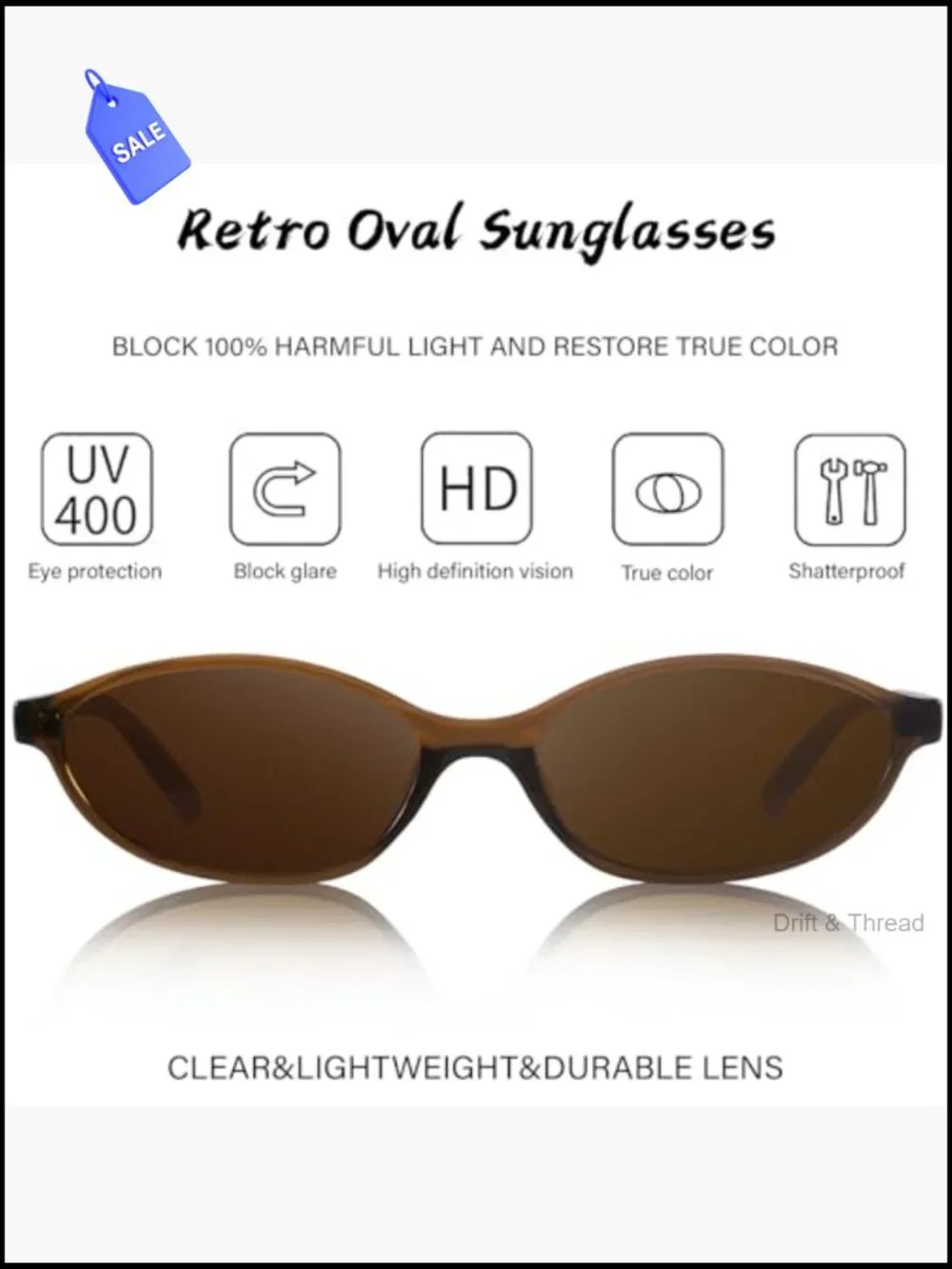 Retro Oval Cat Eye Sunglasses for Women Y2K Trendy Narrow Shades UV Protection